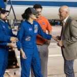 Sunita Williams was greeted by Steve Koerner, Johnson's acting center director.