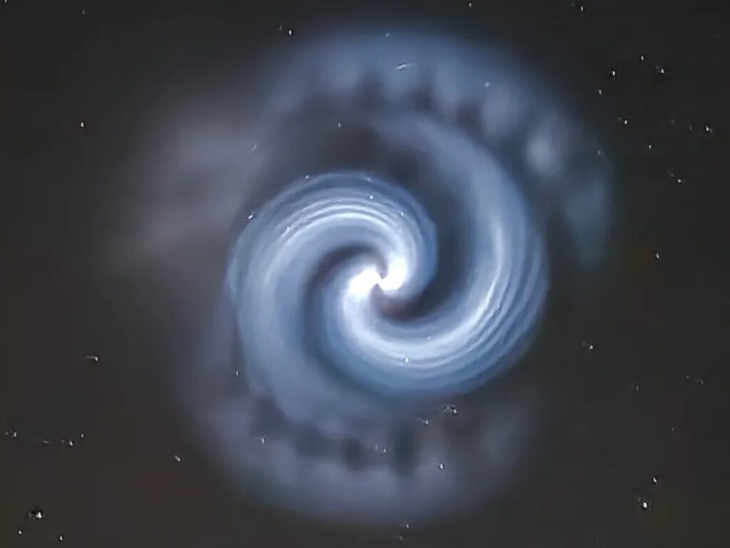 A spiral light up in the European Skies.